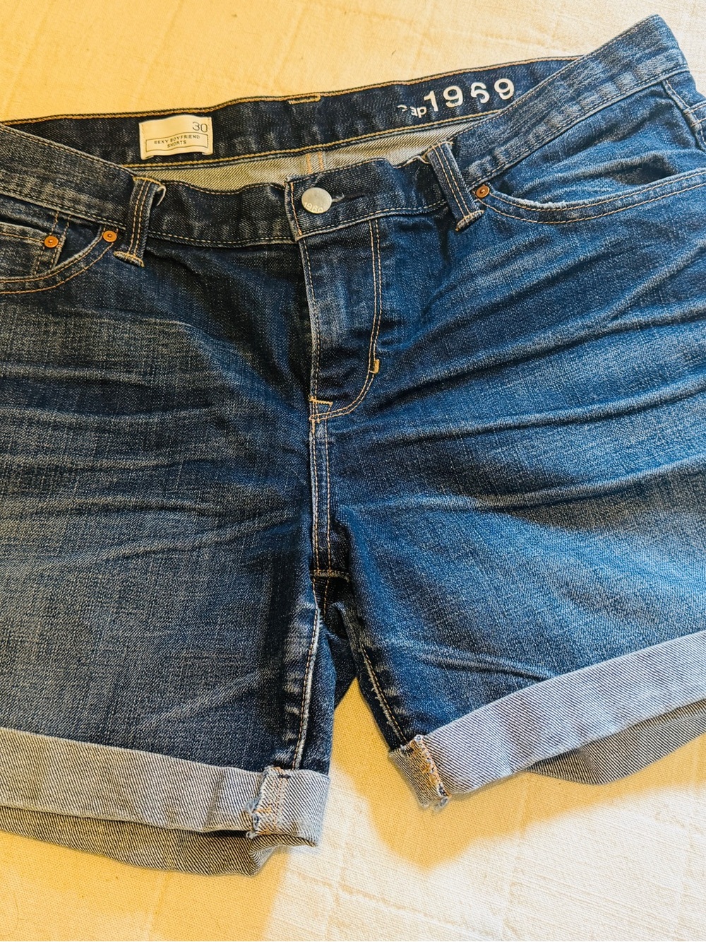 GAP Dark Blue Rolled-Hem Jean Shorts - Picture 2 of 5